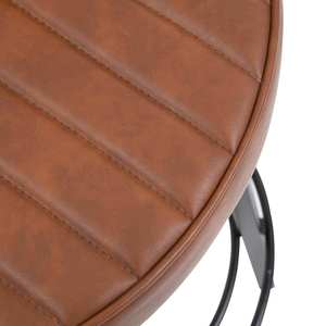 Tabouret de bar élégant en cuir marron rembourré avec base en métal noir robuste pour comptoir de cuisine, salle à manger, restaurant - Product Image 5