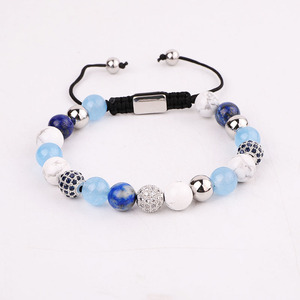 Nhà Máy Trang Sức 8Mm Đá Quý Howlite Lapis CZ Charms Macrame Bện Tình Bạn Bracelet Lady - Product Image 3