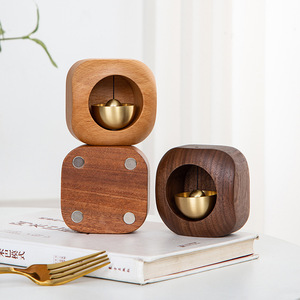 Solid Wood Magnetic Bell <b>Square</b> Doorbell Chinese Style Retro Wall Wind Chime Beech Ebony Walnut Color Options - Product Image 3
