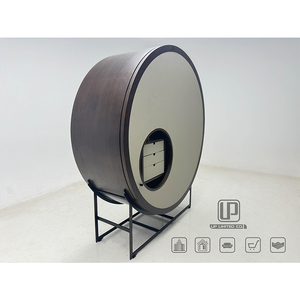 Best Living Room <b>Storage</b> Display Cabinets Modern Furniture Solid Wood Beige Round Cabinet With <b>Drawer</b> and Light Beige Cabinet - Product Image 5
