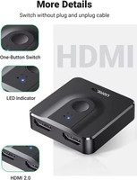 CM217 UGREEN Anahtar 4K 60Hz Çift Yönlü Bölücü/Değiştirici 2 Giriş 1 Çıkış Bölücü 4K 3D Desteği