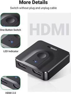CM217 UGREEN สวิตช์ 4K 60Hz ตัวแยกสัญญาณแบบสองทิศทาง สวิตเชอร์ <span class=keywords><strong>2</strong></span> อินพุต 1 เอาต์พุต รองรับ 4K 3D - Product Image 5