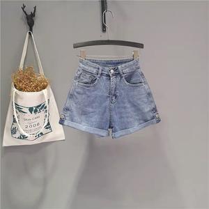 <span class=keywords><strong>Bermuda</strong></span> taille haute à la mode pour femmes Style gothique extensible Denim coupe au genou coupe coupe ample Long petit ami pour l'été - Product Image 4