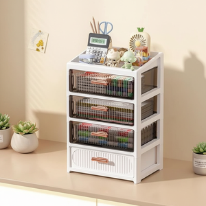 <span class=keywords><strong>4</strong></span>層式学生用文房具収納引き出し、デスクトップ用プラスチック製ジュエリー・コスメティックキャビネット、ミニデスク引き出しオーガナイザー - Product Image 6