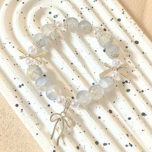 China Platinum Gold/Silver Plated Pink Crystal Bowtie Butterfly Pendant <b>Beaded</b> <b>Bracelet</b> Women Sweet Beads Chain Girlfriend - Product Image 6