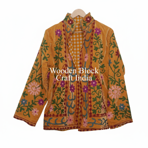 Chaqueta Acolchada de Invierno Elegante para Mujer, Tejida a Mano, con Bordado de Terciopelo, Diseño Suzani Exquisito, Forro de Algodón Suave - Product Image 1