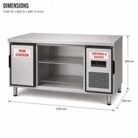 Table de travail réfrigérée en acier inoxydable à double porte, dégivrage automatique, éclairage LED, contrôle numérique de la température