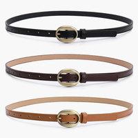 Ceintures pour femmes en cuir PU, fines, avec boucle ovale dorée antique, ceinture de taille réglable et décorative pour robes et jeans