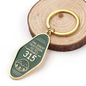 Customized Twin Peaks Key Chain Metal Green Enamel 315 Keychains Key Ring