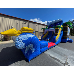 Château gonflable <span class=keywords><strong>pas</strong></span> <span class=keywords><strong>cher</strong></span> avec toboggan aquatique, trampoline en PVC pour enfants, parc d'attractions, jardin, <span class=keywords><strong>location</strong></span> estivale - Product Image 3