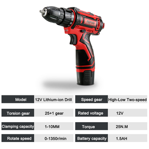 Taladro Inalámbrico Eléctrico de 12 V, Mini Destornillador Multifunción con Baterí<span class=keywords><strong>a</strong></span> de Iones de Litio de 2 Velocidades, Herramientas Eléctricas para Bricolaje - Product Image 5