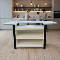 Table de bar moderne en HDPE blanc écologique et durable - Armoire de rangement extérieure résistante aux UV et imperméable - Mobilier d'extérieur - Garantie 5 ans
