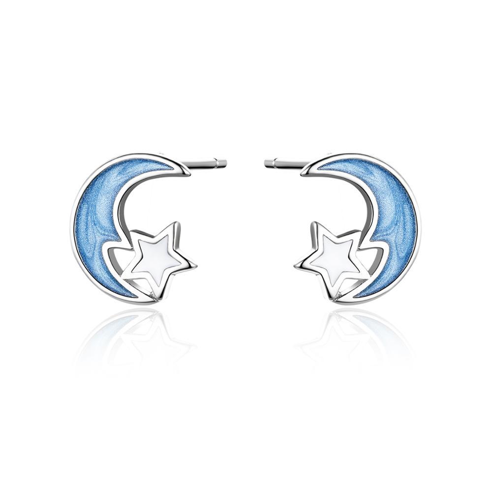 S925 Luna pendientes de plata esterlina de plata SCE792