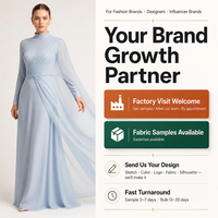 Fabricant OEM de mode modeste : Robe de soirée élégante en mousseline à manches longues, ornée de perles faites à la main, coupe ajustée, silhouette droite