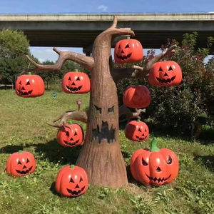 Sculture di Lanterne a Forma di Zucca in Vetroresina Durevole a Grandezza Naturale, Design Personalizzati per Decorazioni Esterne di Halloween e Centri Commerciali - Product Image 6