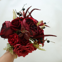 Buket Bunga Sutra Buatan Tangan untuk Pengantin, Tulip, Calla Lily, Peony, Tersedia Warna Putih, Merah, Oranye untuk Pendaftaran Pernikahan