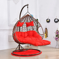 Fauteuil suspendu en osier PE style nid d'oiseau nordique avec support métallique, chaise œuf monoplace