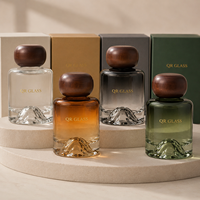 Bouteille en verre vide transparente ronde pour diffuseur de parfum avec bâtonnets en rotin, flacon d'aromathérapie en verre