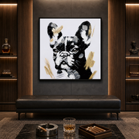 Impression sur toile d'art mural moderne encadrée, motif Graffiti Animalier Bouledogue, style Pop Art