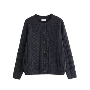 <span class=keywords><strong>Cardigan</strong></span> da Donna Ecologico Classico con Scollo a V e Maniche Lunghe in Morbido Misto Cotone, Chiusura Monopetto con Bottoni, Colori Crema, Nero, Rosso, Verde Salvia - Product Image 4