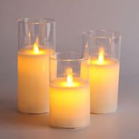 Bougie LED sans flamme à lumière chaude en verre transparent avec télécommande de Mermei's Moving Pillar