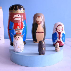 Muñeca de anidación rusa de madera de 11CM para niños, juguete de anidación rusa, pintado a mano, bricolaje, abierto, herramientas de enseñanza de pensar innovador, accesorios de pintura - Product Image 6