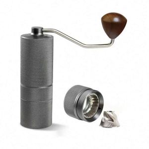 Wood Handle Al-Alloy Body 420 Espresso <b>Mini</b> Small Hand Mill Portable Manual Coffee <b>Grinder</b> With Stainless Steel Burr - Product Image 1