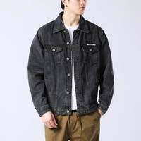 Veste en jean bleu délavé vintage sur mesure pour homme, manteau décontracté streetwear, fournisseur de vestes et manteaux en denim pour homme