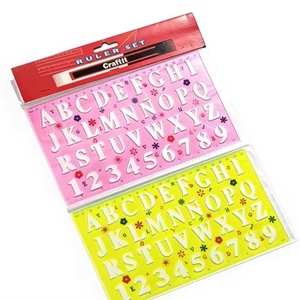 Papelería de Alta Calidad, Regla de Plástico Transparente de 22 cm y 2 Colores con Plantillas de Letras del Alfabeto, Regla de Medición para Estudiantes - Product Image 1