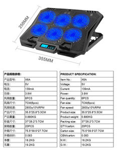 Hot Sell Bajeal X6L 6 Fans Aluminum & Plastic Blue Light Cooling <b>Pad</b> for Laptop Stand in Stock - Product Image 6