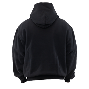 Sudadera con capucha y cremallera para hombre, extragrande, de algodón polar negro, informal, impermeable, de invierno, de ajuste regular, tejida - Product Image 1