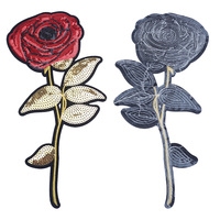 Grande broderie de sequins en forme de rose rouge, patch floral tendance pour vêtements, vestes, sacs, DIY, à repasser, pour réparation et décoration florale