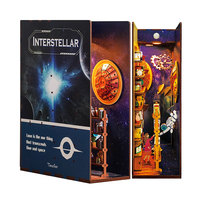 Tonecheer Trade Only Interstellar DIY Toy Model Wooden Book Nook Shelf Insert Miniature Doll House for for Gifts Shop Bookstore