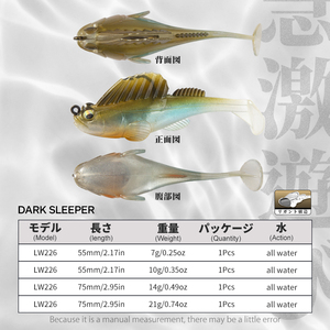 Leurre souple coulant 75 mm 14 g avec tête plombée, leurre nageur réaliste à queue en T pour la pêche au bar, au brochet, en <span class=keywords><strong>eau</strong></span> salée et en <span class=keywords><strong>eau</strong></span> douce - Product Image 2