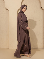 Abaya Hijab longue brodée en polyester léger et décontracté pour femmes adultes, collection Sanash SC0315, best-seller