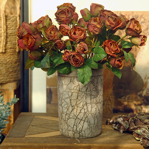 Bouquets artificiels en soie de roses avec pompons, décoration pour salon, café, fête - Product Image 3