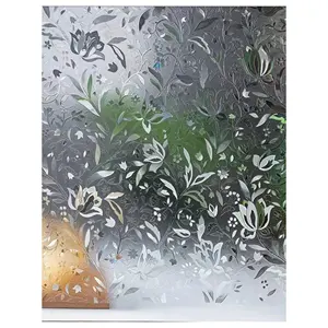 Modern Tulip Pattern Design Electrostatic Window Film Roll Embossed Surface With Privacy Proof For Glass Decorative Function