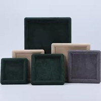 Plateau de présentation de bijoux rectangulaire en bois, recouvert de velours, avec logo personnalisé gravé au laser, sans quantité minimale de commande, gris, en stock