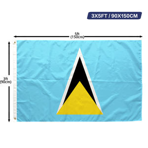 Флаг Сент-Люции 3x5 футов (90x150 см), полиэстер, односторонняя печать, латунные люверсы, двойная строчка, оптовая продажа - Product Image 1