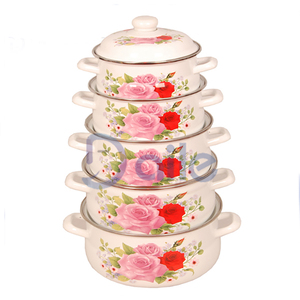 Thiết Kế Mới 5Pcs Hoa Decals Đen Dưới Men Đồ Nấu Nướng Thịt Hầm Thiết Lập - Product Image 1