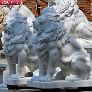 <span class=keywords><strong>Statue</strong></span> de Lion assis <span class=keywords><strong>en</strong></span> marbre sculpté à la main - Product Image 6