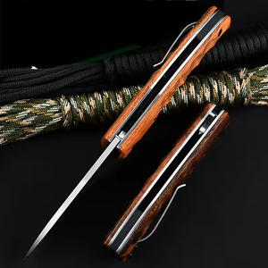 Couteau de poche tactique de survie en plein air Rag 308 avec manche en bois N690CO acier 60-61HRC personnalisable EDC Camping chasse pour OEM - Product Image 4