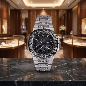AMBER JEWELS Luxury Men's Silver Square Analog Quartz CITIZEN Movement 3BAR Water Resistant <b>Watch</b> <b>Diamond</b> Accents Sapphire - Product Image 3