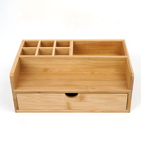 Organisateur de bureau multifonctionnel moderne et minimaliste en bambou avec tiroirs – Indispensable pour le rangement au bureau et en cuisine (vente en gros)
