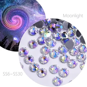 Oleeya Hot Selling Blingbling Moonlight Hotfix Rhinestone Glass Crystal Rhinestones Iron Rhinestone For Wedding Dress