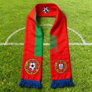 Bufanda de poliéster jacquard con logo personalizado para aficionados al fútbol, producto promocional con color personalizado. - Product Image 6