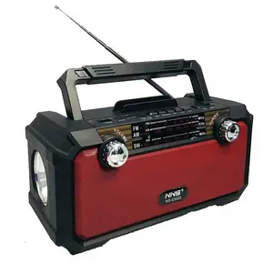 Penerima Portabel Retro dengan Senter Antik Tenaga Surya Pengeras Suara Luar Ruangan Portabel Stereo Suara AM/FM/SW Radio Fm Portabel