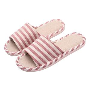Chaussons en lin rayés pour femmes, à semelle souple, pour la maison et la chambre, adaptés aux saisons printemps, été et hiver - Product Image 6