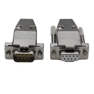 Conector DB9 macho hembra, carcasa metálica, enchufe de puerto serie <span class=keywords><strong>RS232</strong></span>, Conector de cable de soldadura de puerto serie de 9 pines - Product Image 1