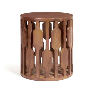 Elegante Mesa Auxiliar de Madera Maciza Hecha a Mano, Madera Natural de Primera Calidad con Detalles Tallados con Estilo para Dormitorio o Sala de Estar - Product Image 5